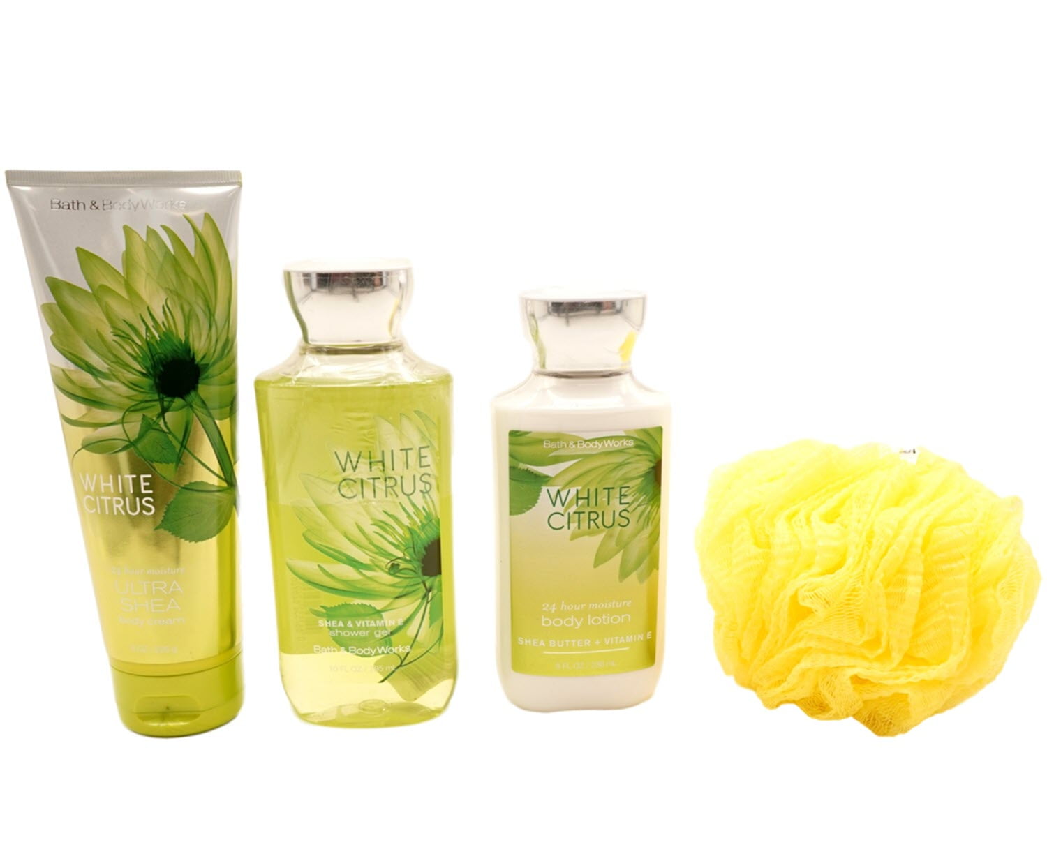 White Citrus Set Shower Gel, Lotion, Body Cream and Loofah Walmart