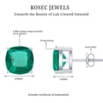 thumbnail image 6 of Rosec Jewels 2.75 CT Cushion Cut Lab Created Emerald Stud Earrings for Women, Lab Created Emerald Solitaire Earrings, 925 Sterling Silver, 6 of 7