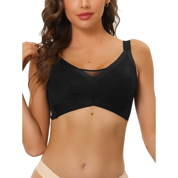 Unique Bargains Women's Push Up Minimizer Bralette Mesh Wirefree Tank Top Bra Medium Pink