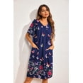 thumbnail image 5 of Ekouaer Womens House Dress Floral Print Nightgown with Pockets Mumu Dress, 5 of 7