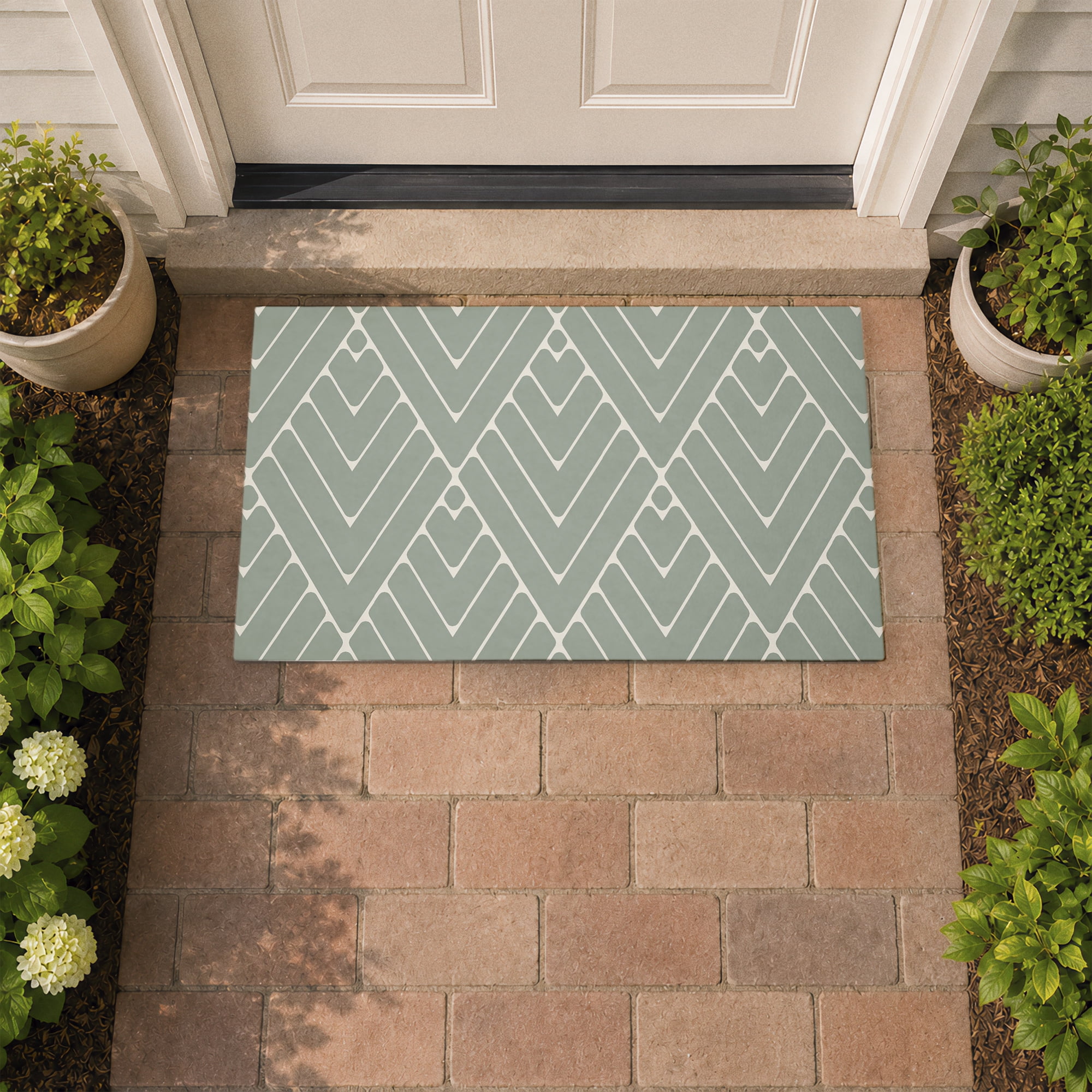 Stupell Industries Sage Diagonals Abstract Printed Outdoor Door Floor Mat, design by SunDance Group LLC