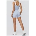thumbnail image 4 of PISONIC Women Two Piece Workout Sets Color Block Backless Tank Top and High Waist Booty Lifting Shorts Gym Yoga Active Outfits, 4 of 7