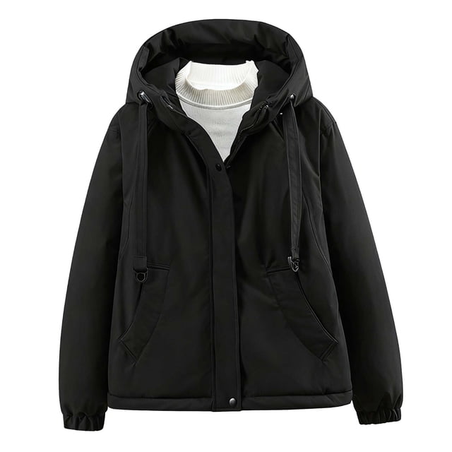 Birdeem Parka à Capuche pour Femmes, Couleur Unie, Double Poches, Manches Longues, Décontractée