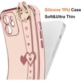 thumbnail image 3 of for iPhone 12 Case Cute Love-Heart Plating Wristband Phone Cover for Women Girls Bling Soft Silicone Camera Lens Protection Bumper Shockproof Wrist Phone Case for iPhone 12 (6.1'') - Pink, 3 of 14