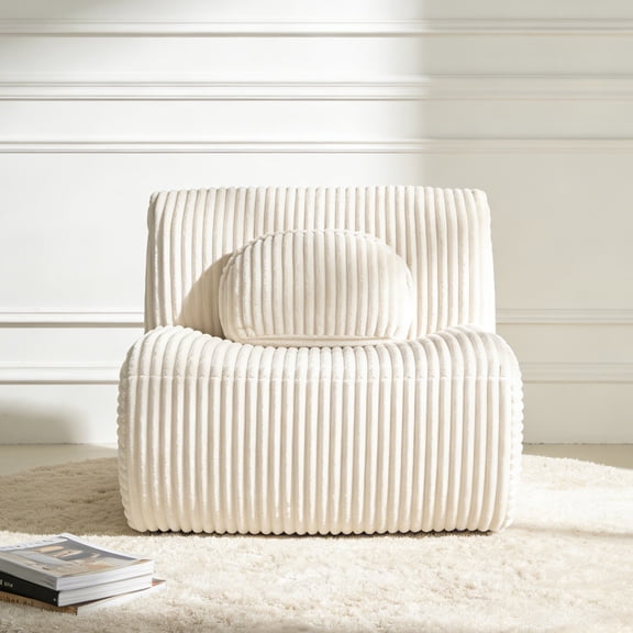 Yilicy Single Chaise Lounge Indoor,Corduroy Upholstered Sleeper Comfortable Plush Sponge Lounge Chair, Suitable For Bedrooms,Living Rooms,Apartments,Single Sofa,Beige