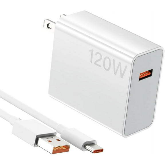 120W Charger USB C Fast Wall Charger with 3.28Ft 6A USB Type C Cable Compatible with smartphones, White