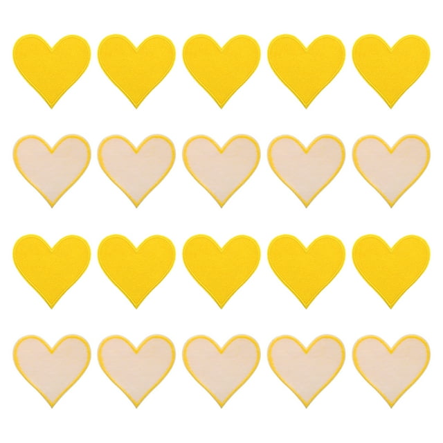 Unique Bargains Hearts Patches Yellow Iron-On Patch Sew Embroidered Applique 2.8x2.68 Inch Clothing Repair Backpack 20Pcs