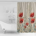 thumbnail image 4 of Red Poppy Flower Shower Curtains for Bathroom Waterproof Fabric Bath Curtains Decor Bath Tub Curtain Patriotic Botanical Summer Floral Decorative Shower Curtain Sets with 12 Hooks, 72x72 Inch, 4 of 6