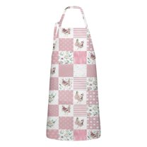 Pioneer Flower Floral Print Pattern Apron-Garden Aprons for Women with Pockets-Cotton Linen Waterproof Kitchen Cooking Gardening Aprons Adjustable for Kitchen,Cooking,BBQ and Salon 33x27 Inch