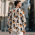 thumbnail image 4 of Uourmeti Classic Fit One Button Sport Coat with Pumpkin Cat Pattern, Lightweight Polyester Jacket for Men's Casual Business and Halloween Events, 4 of 9