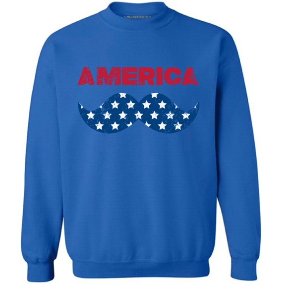Awkward Styles Unisex America Patriotic Mustache Graphic Sweatshirt Tops USA Independence Day 4th of July