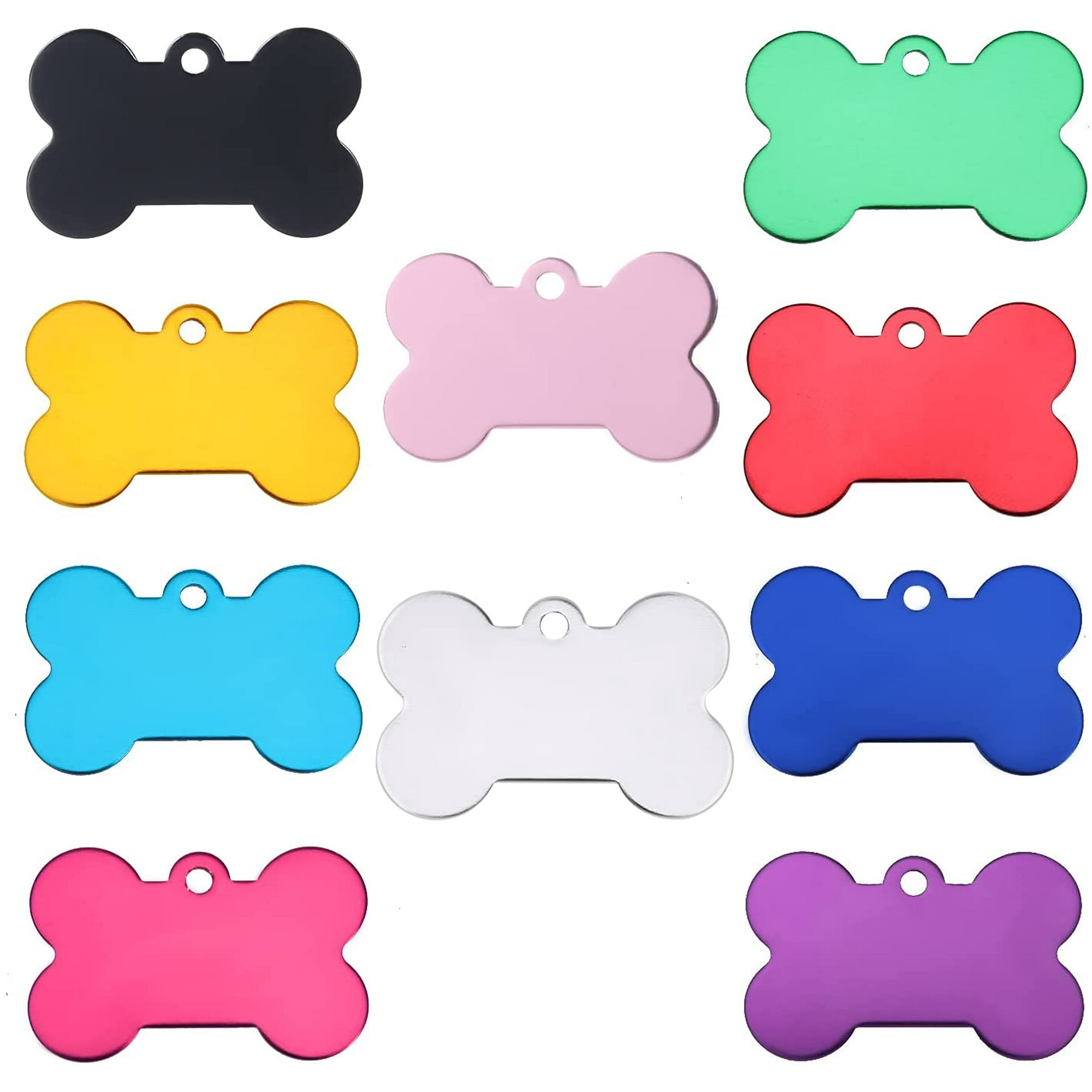 nipocaio 20 Pack Double Sided Bone Shape Pet ID Tags for Dog Cat Pet Name Phone Number Personalized Charm 38mm. Walmart