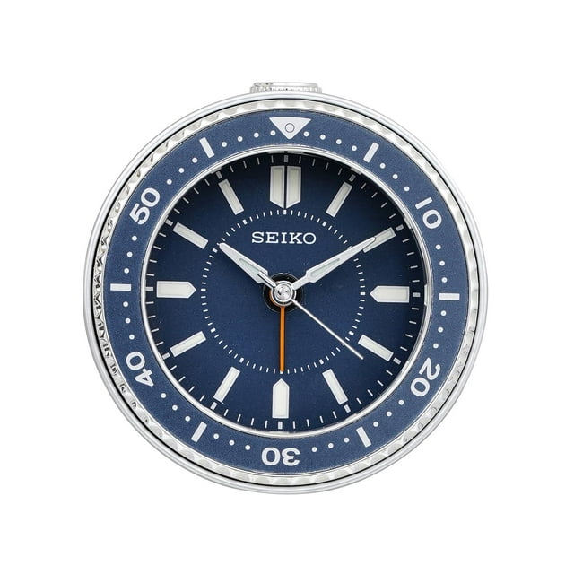 Despertador Seiko Mai para dormitorio, color azul metalizado, con alarma LED