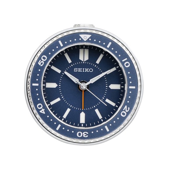 Despertador Seiko Mai para dormitorio, color azul metalizado, con alarma LED