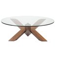 thumbnail image 2 of Table basse en noyer avec plateau en verre trempé transparent, 2 of 3