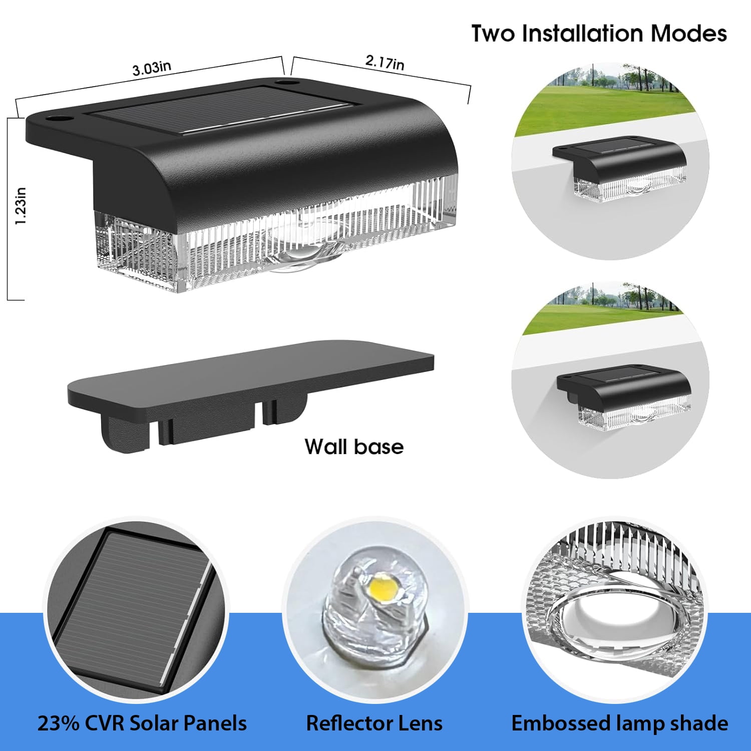 Solar Fence Lights Outdoor , Solar Step LED Lights Waterproof for Outdoor Stairs, Fence, Yard, Patio, Pool and Pathway(Warm White)