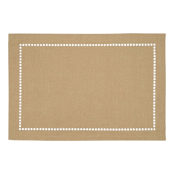 Saro Lifestyle Table Placemats With Laser-Cut Hemstitch Design (Set of 4) Natural