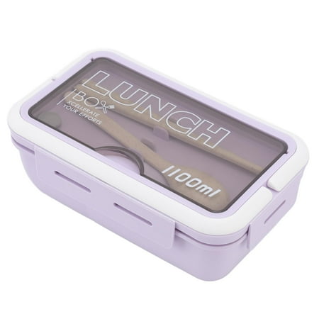 

Adult Bento Box Plastic Silicone Loveliness CompartmentLunchBox 1100ml With Spoon Chopsticks For School For Office Purple