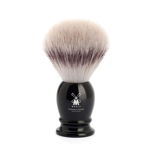 MÜHLE Classic Medium Black Silvertip Fiber Shaving Brush - Synthetic Luxury Shave Brush for Men, Rich Lather