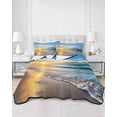 thumbnail image 3 of Summer Beach Queen Size Down Alternative Comforter, Lightweight Comforter Quilt Bedding Set with Pillow Shams Sunset Ocean Coastal Nautical All Seasons Bed Comforter Duvet Insert 90"x96", 3 of 7