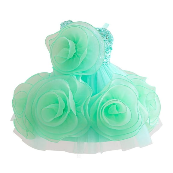 ZACPNCV Girl Flower Dress Flower Design Princess Wedding Dress for Toddler and Baby Girl Green 18 Months