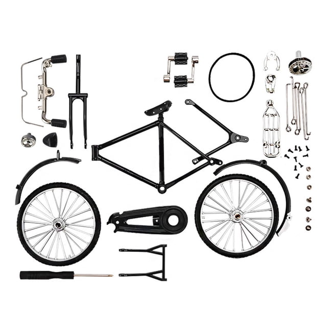 Bicicletas Vintage Adornos Suministros Decoración Colección Regalos Bicicleta Juguete Clásico Simulación Juguete DIY para Bicicleta Escritorio , negro desmontable Hugo Bicicleta en miniatura