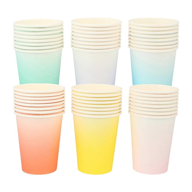 Disposable 48Pcs Gradient Color Paper Cups For Families Simple Design Suitable For Everyday Use And Picnics