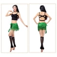thumbnail image 3 of 4-Layers Sequined Fringed Drawstring Closure Belly Dance Waist Chain Skirt Hip Scarf Latin Skirt,darkgreen, 3 of 5