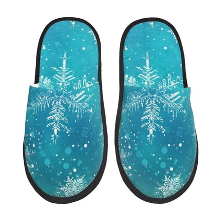 Balery Christmas Snow Slient Indoor Furry Fleece Comfort House Shoes Soft Non-Slip Home Shoes Cotton slippers House Slippers-- Medium