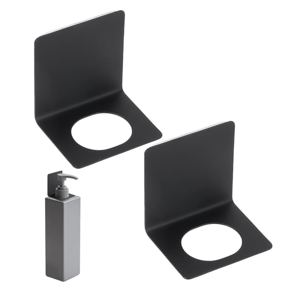 Uxcell 2 Pcs Soap Bottle Dispenser Holder Wall Mount, Shampoo Dispenser Holder Hanging Rack Shampoo Standing Shelf Storage Bracket for Soap Lotion Detergent Shower Gel, Black
