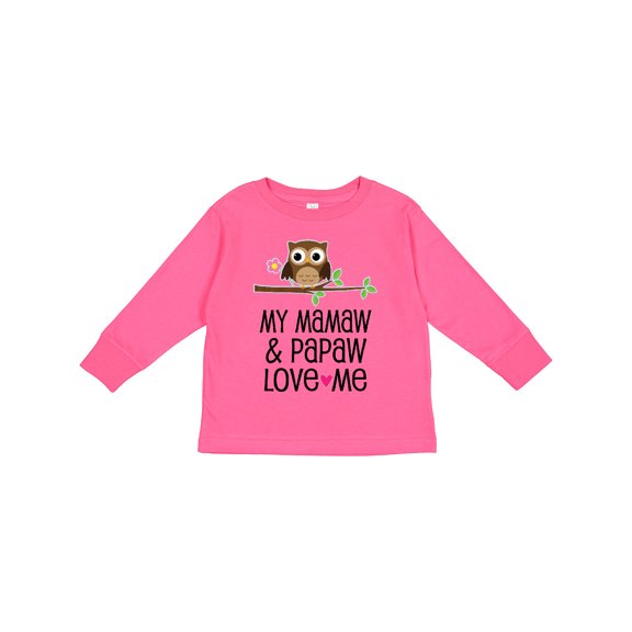 Inktastic Mamaw and Papaw Girl Granddaughter Owl Girls Long Sleeve Toddler T-Shirt