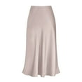 thumbnail image 4 of MuXiKeJi Clothes Elegant Casual Satin Maxi Skirt Featuring High Waist Stretchy Elastic Band And Side Slit For Comfort, 4 of 5