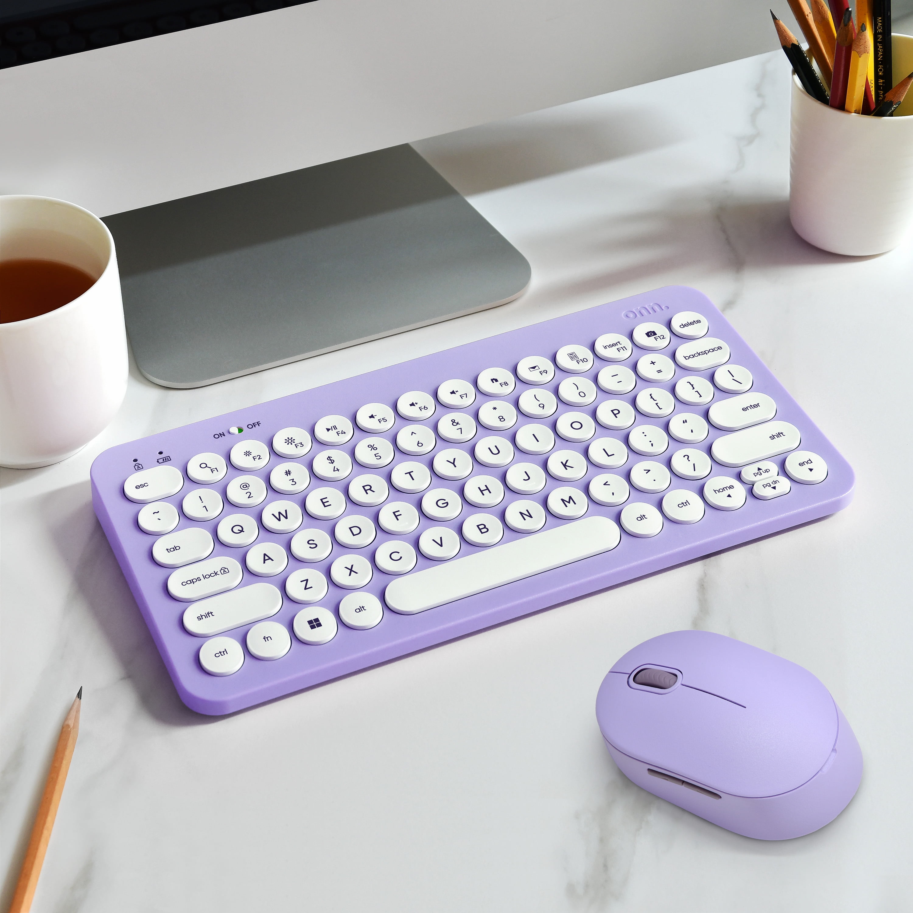 onn. Mini Compact Wireless Office Keyboard, Lavender