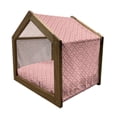 thumbnail image 2 of Pink Pet House, Square Shapes Horizontal Image with Diamond Shapes Triangles Art Print, Outdoor & Indoor Portable Dog Kennel with Pillow and Cover, 5 Sizes, Dark Coral and White, by Ambesonne, 2 of 5