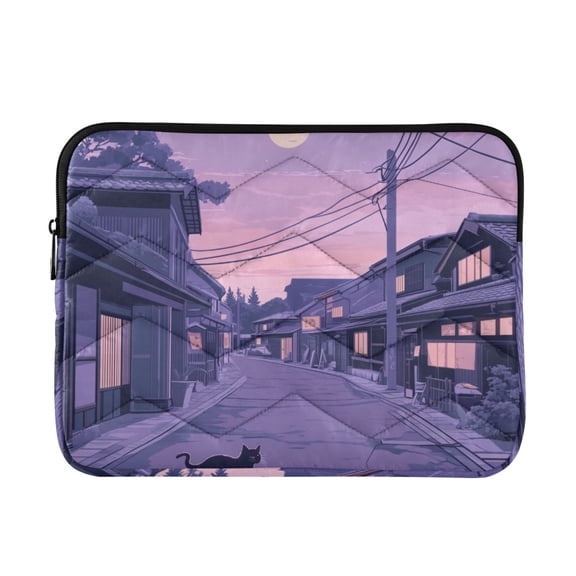FORMRS 13"-13.3" Laptop Sleeve Protective Case Soft Carrying Quilted Computer Bag Cover, Black Cat Walking