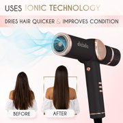 ELLA BELLA® Professional Ionic Hair Dryer with Diffuser, Negative Ion Blow Dryer, Suitable All Hair Types • Intelligent Heat Control & Rapid Drying Speeds • Lightweight Design & Low Noise (Black)