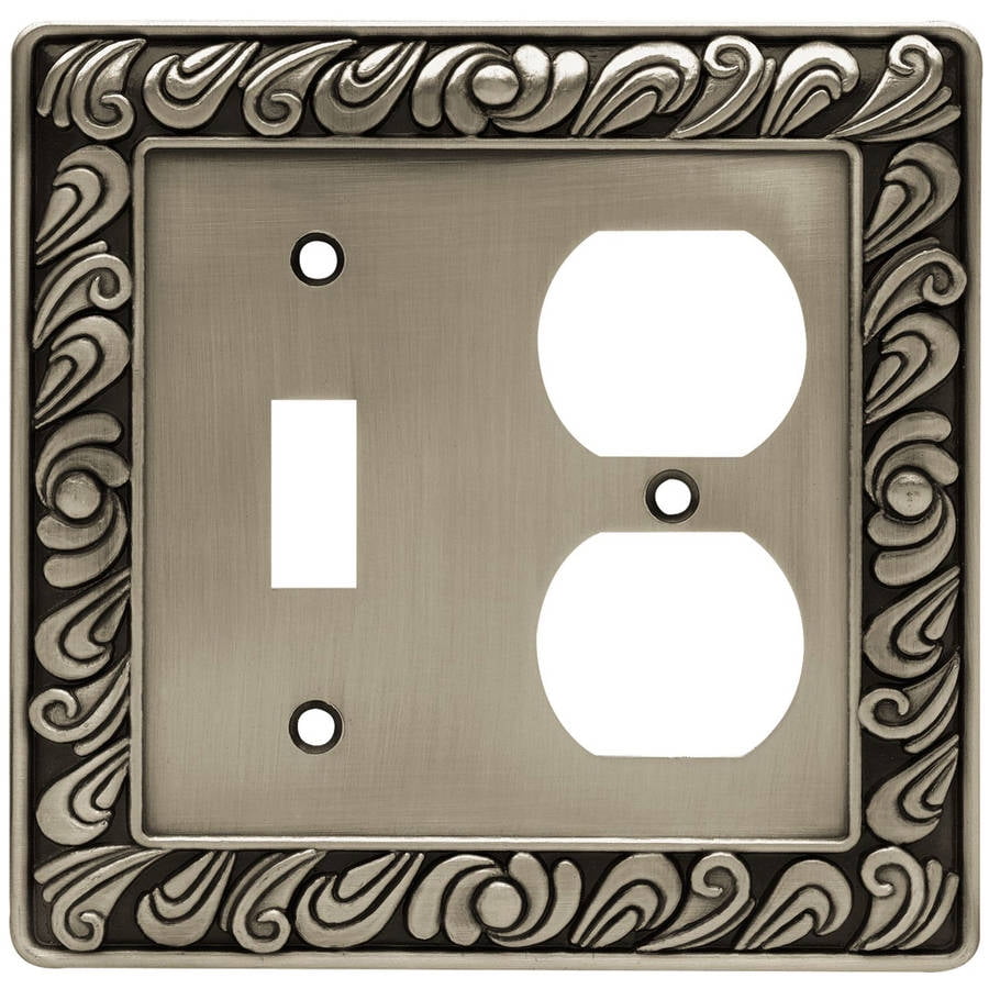 Franklin Brass Paisley Single Switch and Duplex Wall Plate, Pewter