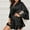 A-Black, variant on Aueoeo Women's Satin Robe Silk Bathrobe Kimonoss Short Nightdress V Neck Pures 3/4 Sleeve Sleepwear Dresses Black L