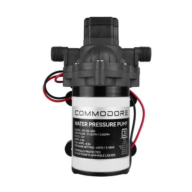 Bomba de agua COMMODORE 3.0 GPM/12 V 45 PSI Suministro de agua dulce/cruda