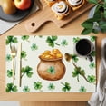 thumbnail image 2 of St. Patrick's Day Placemats Set of 4 Spring Gold Coin Botanical Clovers Leaves Place Mats Indoor Wipeable Table Mats Washable Dining Table Placemats for Kitchen Holiday Party Home Decor 13x19 Inch, 2 of 9