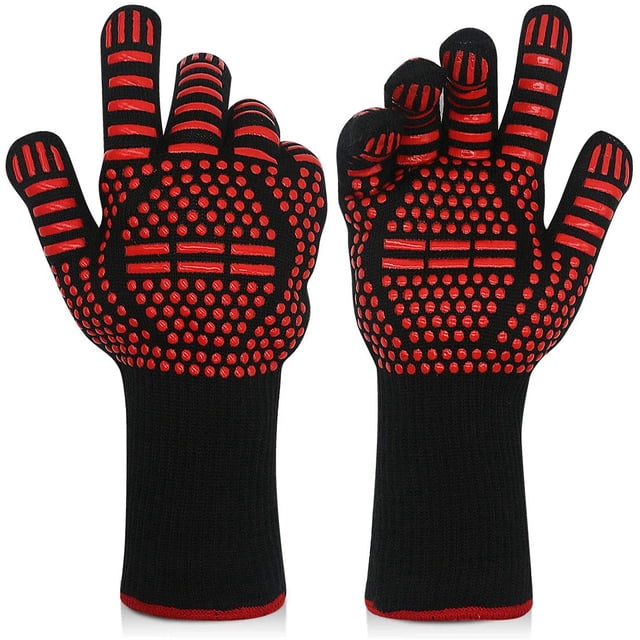 Guantes para horno, guantes para barbacoa que resisten el calor hasta 1472 °F, guantes de silicona antideslizantes para horno, guantes de cocina resistentes al calor para barbacoa, asar, hornear, ahumar, 13 pulgadas, 1 par (rojo) Sailing Electrónica