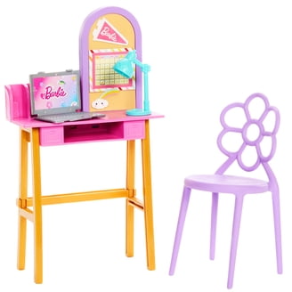 Barbie World Desk Playset with 4 Pieces for Study Time, Furniture & Sticker Sheet [Walmart Exclusive]