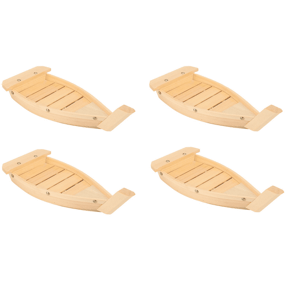 4pcs 42X17X7.5cm Japanese Cuisine Sushi Boats Sushi Tools Wood Handmade Simple Ship Sashimi Assorted