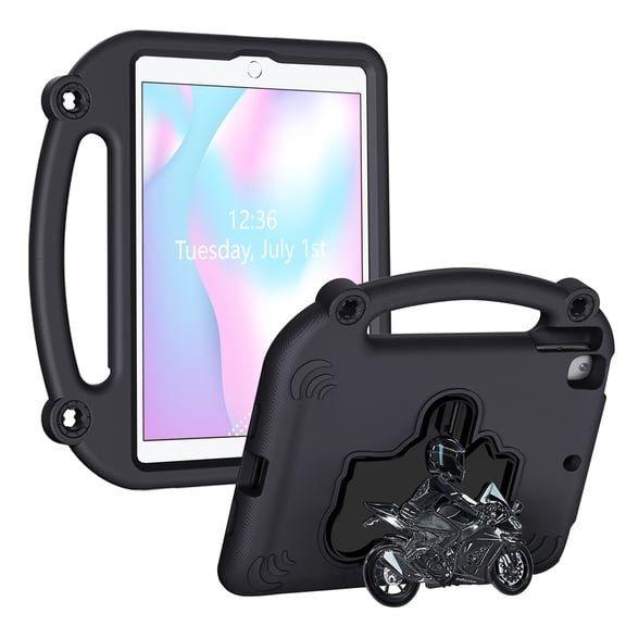 Allytechgroup Kids Case for iPad 9th/8th/7th Generation 10.2-Inch (2021/2020/2019 Release), Shockproof Shell Lightweight Handle Stand Anti-Scratch Non-Slip for Childern, Black