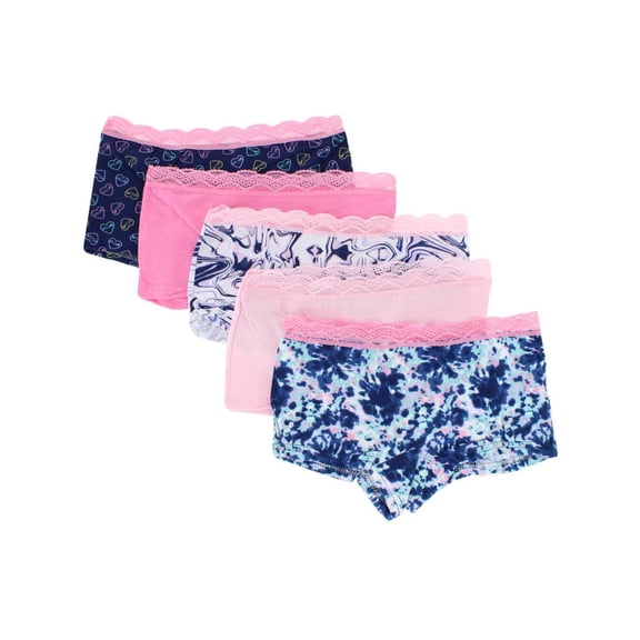 CTM Girl's Cotton Boy Shorts (5 Pack)