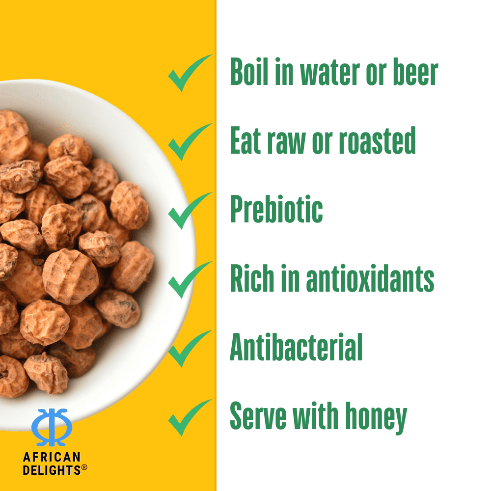 African Delights Organic Tiger Nuts Snack, Gluten-Free Vegan Superfood, 16 oz