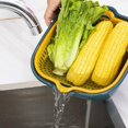 thumbnail image 2 of 2PCS Colander Plastic Set,Kitchen Colander Strainer Set,Double Layered Drain Basin and Basket,Bowl Stackable Set,Plastic Washing Bowl,Soak,Wash and Drain Vegetables and Fruit Colanders(BLUE), 2 of 5