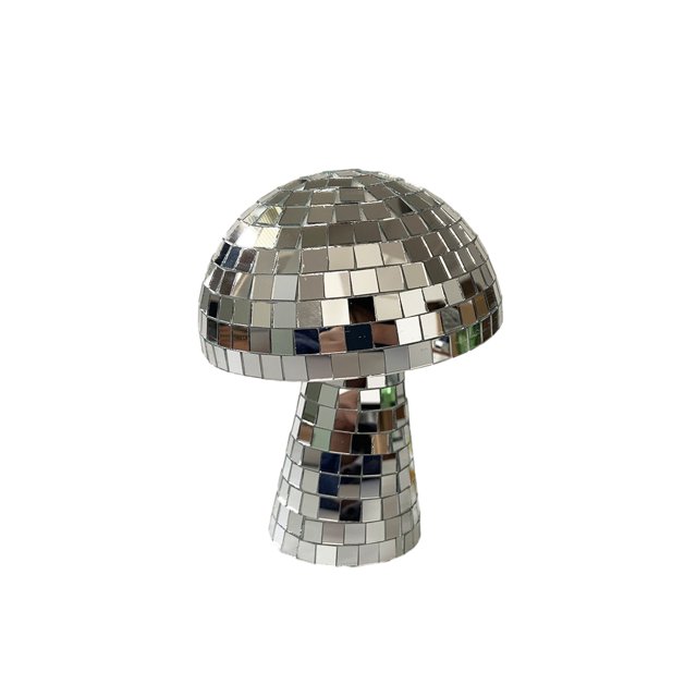 Bewildely de hongo con superficie de espejo Retro para oficina, bola de discoteca portátil para Club, decoración brillante para suelo y escritorio Decoración del hogar Plata S Bewildely HA084625-02