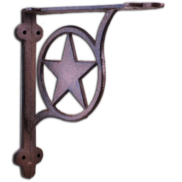Decorative Shelf Bracket Rustic Star Rust Brown Cast Iron 7.375