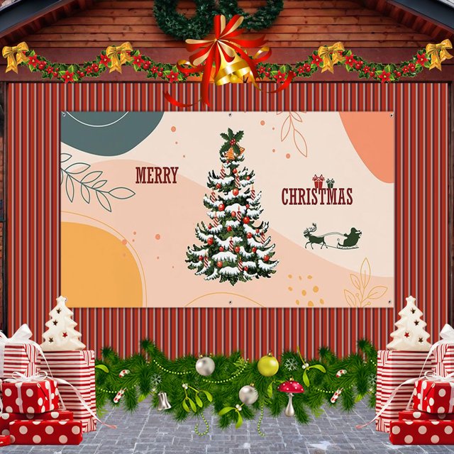 Xihbxyly Oferta de Hoy Banner de Puerta de Garaje de Navidad, Copos de Nieve de Colores, Decoraciones Navideñas para Puerta de Garaje, Decoraciones Navideñas de Fondo, Fiesta de Invierno de Año Nuevo